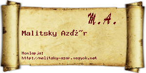 Malitsky Azár névjegykártya